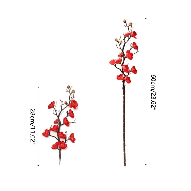 97qc 실크 꽃 인공 매실 꽃 장식 꽃 장식 테이블 액세서리 새해 웨딩 홈 오피스 장식