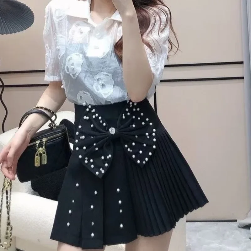 Süße plissierte hohe Taille kurze Faltenröcke für Frauen Kawaii Mini weiße Qualität Premium Harajuku koreanischen Stil Casual Frau Rock