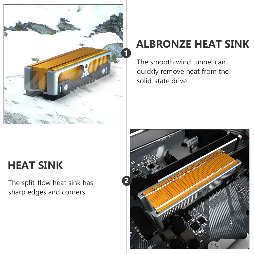 

1 шт. Albronze SSD радиатор M.2 кулер плавник твердотельный накопитель радиатор алюминиевый медный сплав рассеивание компьютера