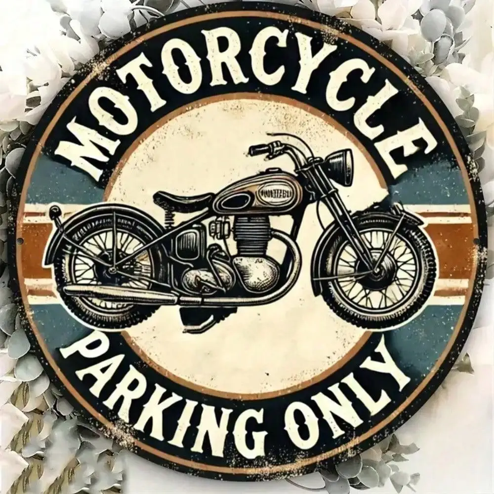 Vintage 8 Zoll Aluminium Runde Metall-Wanddekoration Retro Motorrad-Schild für Männerhöhle Garage Bar