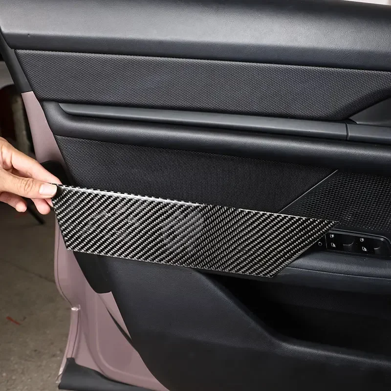 For Porsche Taycan 2019-2024 Soft Carbon Fibre Car Door Panels Cover Trim Sticker Interior Car Accessories
