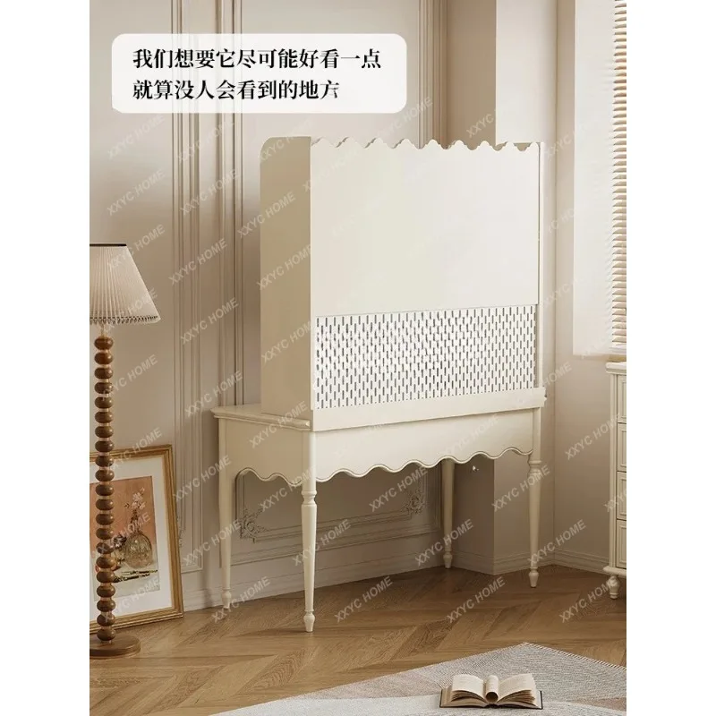 XX white cream style household all solid wood office desk and chair combination