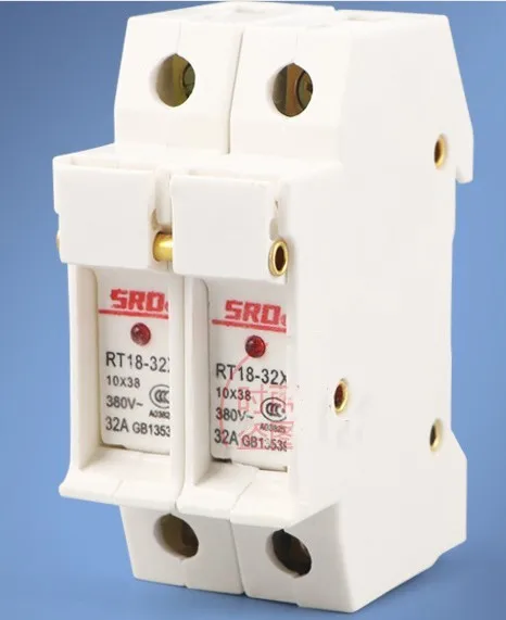 Fuses base: RT18-32X 32A 2P 380V-500V ( Rail mounting / Fuse for 10.3*38 size )