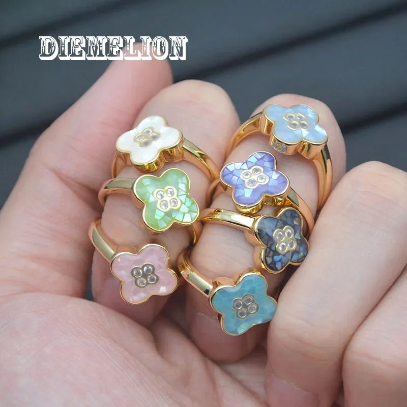 MOP/Natural Mother of Pearl Shell Flower Rings Simple 7 Color Shell Adjustable Wedding Ring for Women Anniversary Trendy Jewelry