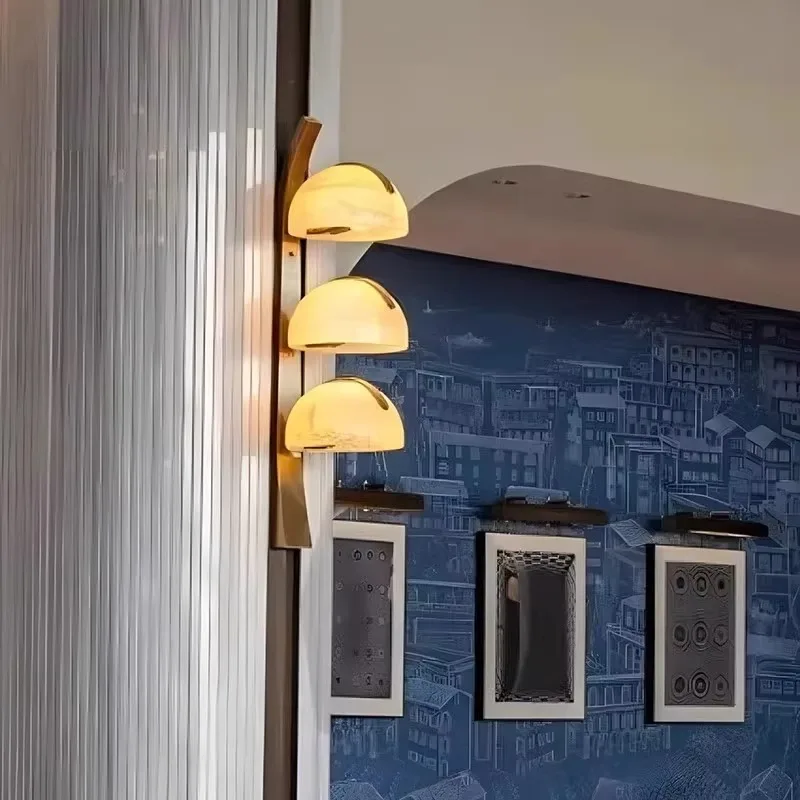 Marble modern minimalist LED wall light, copper lamp body, suitable for living room/dining room/bedroom