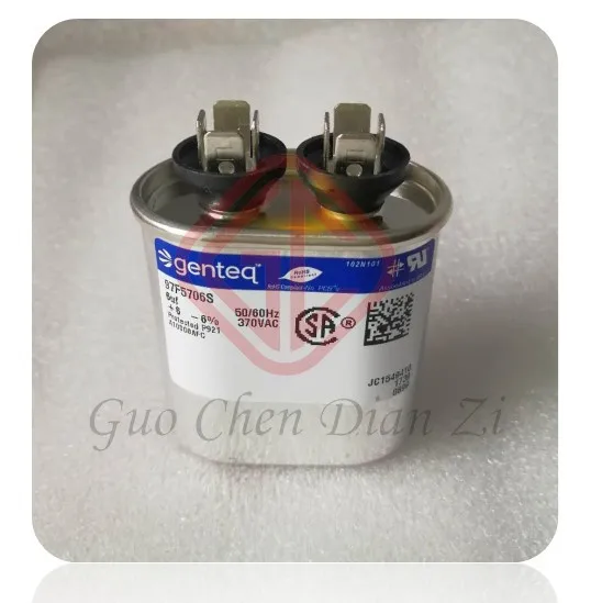 Original new 97F5706, 97F5706S capacitor brand new stock 370VAC 6uf 50/60HZ Genteq warnly for 1year