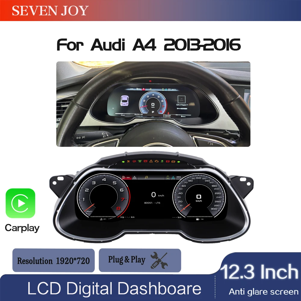 

12.3-inch HD screen for Audi A4 2013-2016 speedometer, dashboard, plug and play, HD LCD digital instrument panel