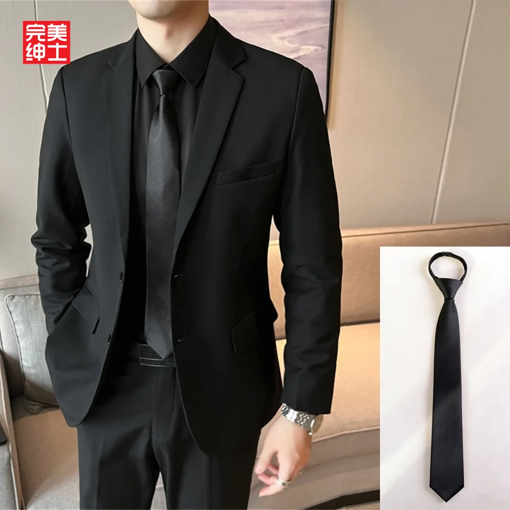 D95810 Black casual business formal suit professional Korean style youth plus size best man single suit