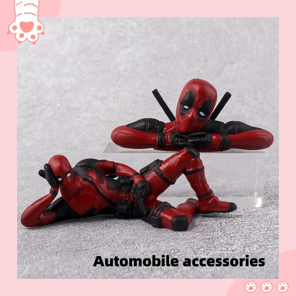 

marvel anime Deadpool car ornament head cover creative figure ornament pressed instant noodles desktop car dolls action figure