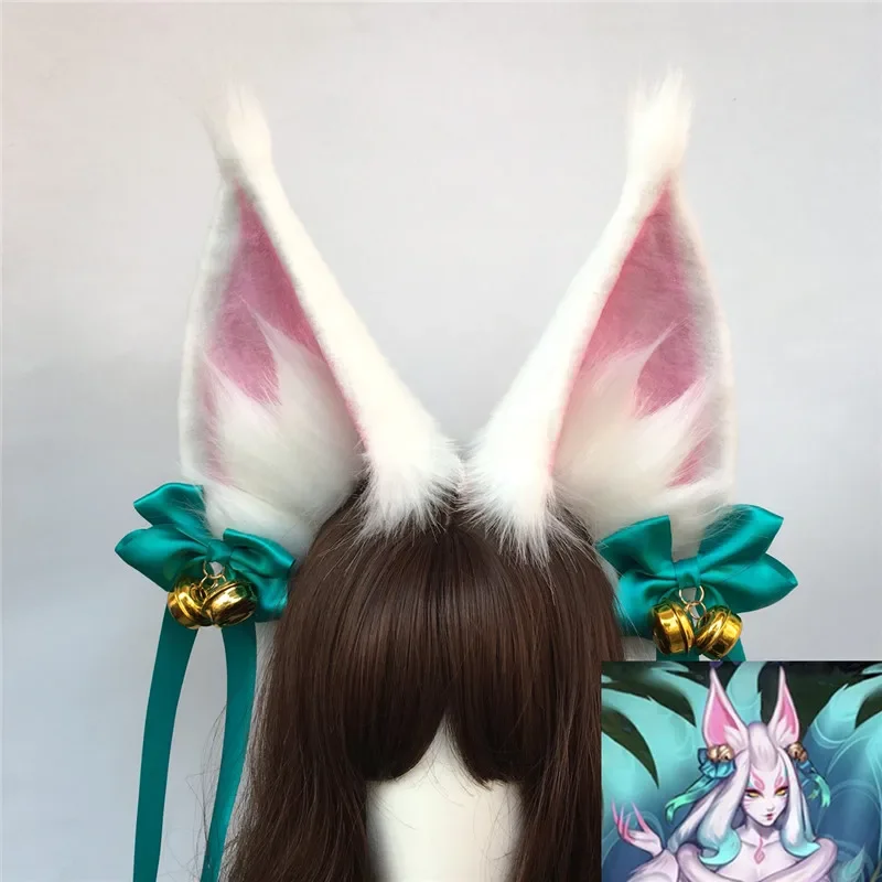 

Handmade Simulation Animal Ear Big Size White Fox Ears Hairhoop Headwear For Halloween Christmas Cosplay Costume Accessories