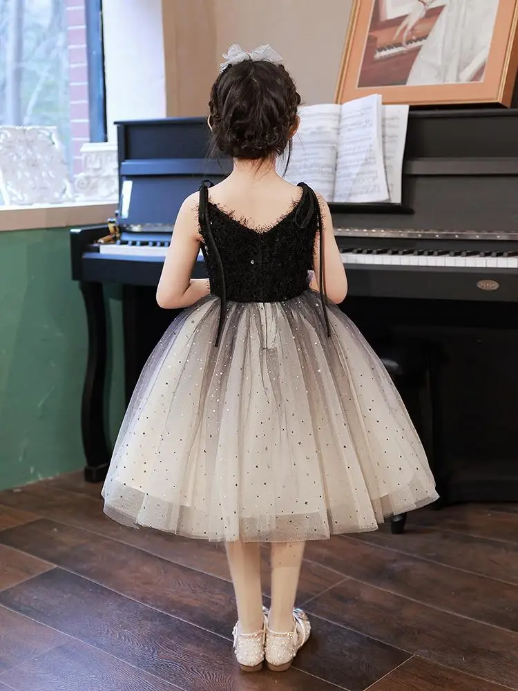 Robe d'été en dentelle fleurie pour petites filles, tenue de princesse en tulle avec nœud décoratif, pour fête de Noël et Rhde promo