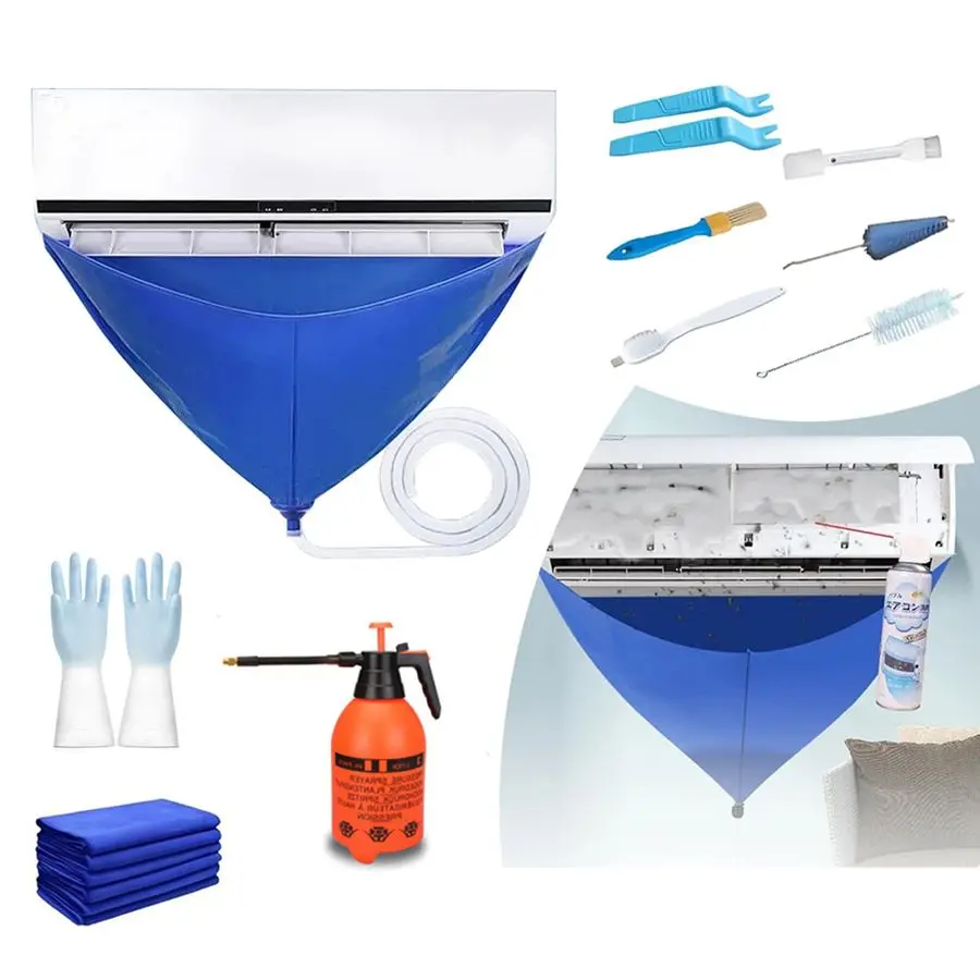 

Split Ac Cleaning Kit,Air Conditioner Cleaning Cover Waterproof Air Conditioning Cleaning Bag with Drainpipe and Support Plates,