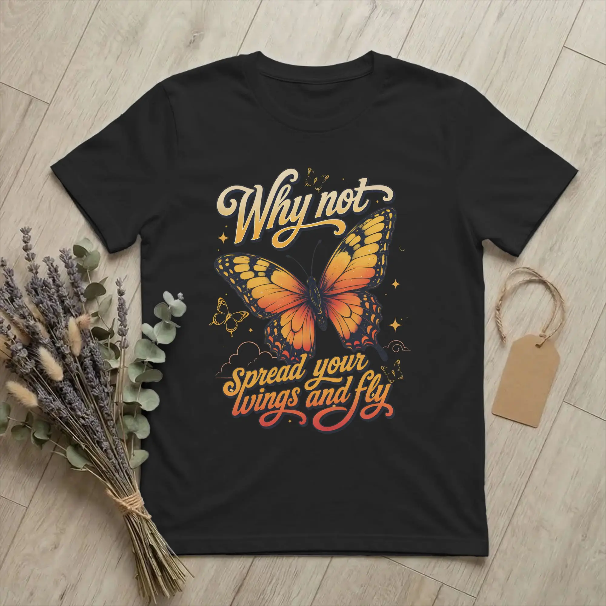 Why Not Spread Your Wings Butterfly Botanical Men T Shirts Hilary Duff Tee Shirt Round Collar T-Shirts Pure Cotton Gift Idea