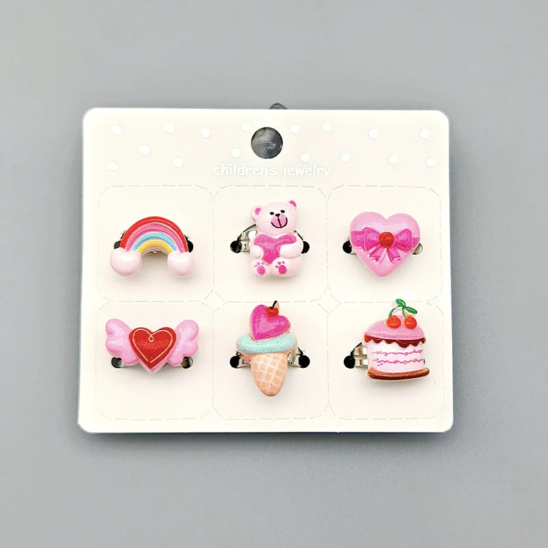 Coffret cadeau de fleurs, couleurs roses, gâteau arc-en-ciel, anneaux licorne pour enfants, bijoux en résine à réglage ouvert, 12 pièces/ensemble