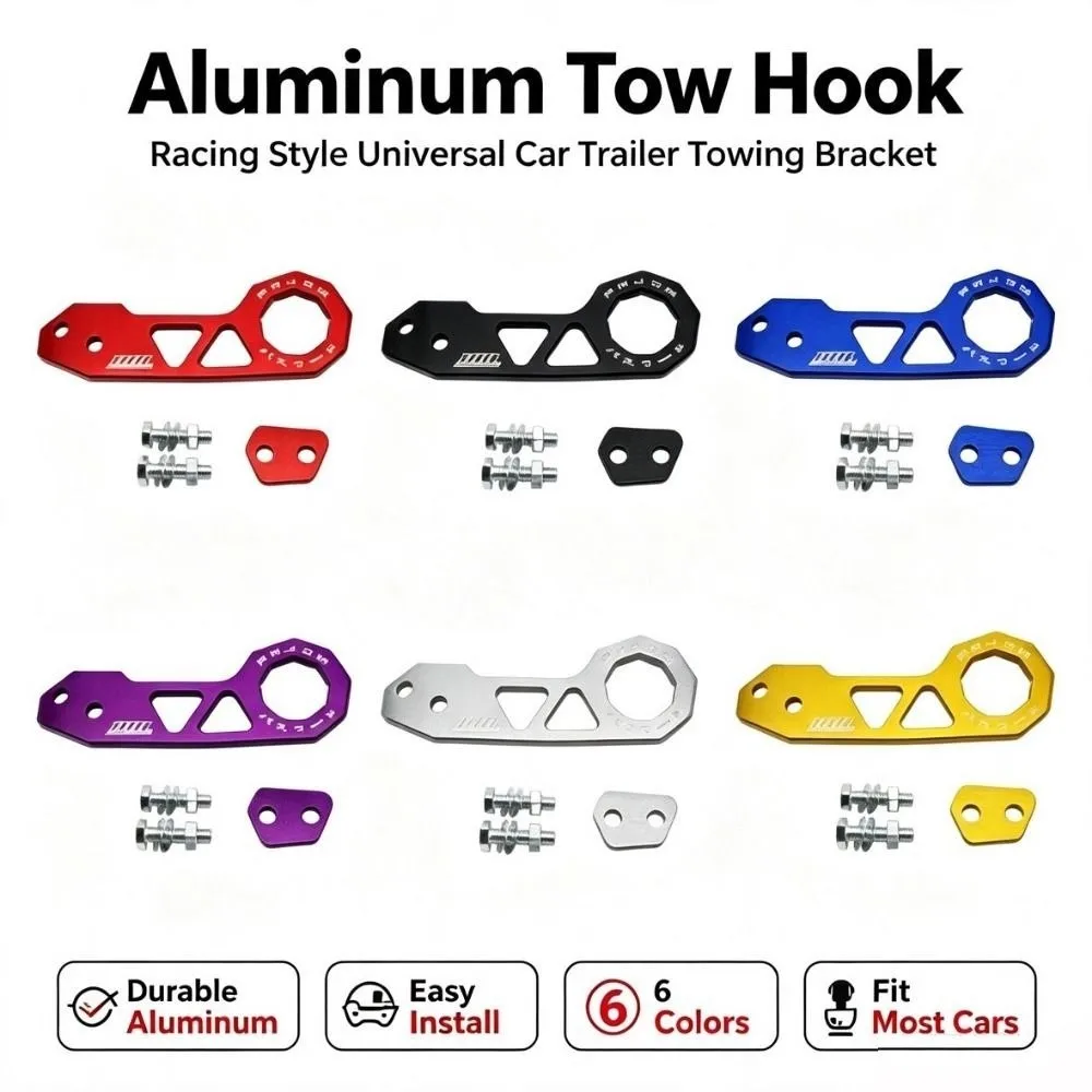 New Aluminum Alloy Car Modification JDM Trailer Hitch 256*91mm 6 Colors Bumper Trailer with Package Rear Tow Hook