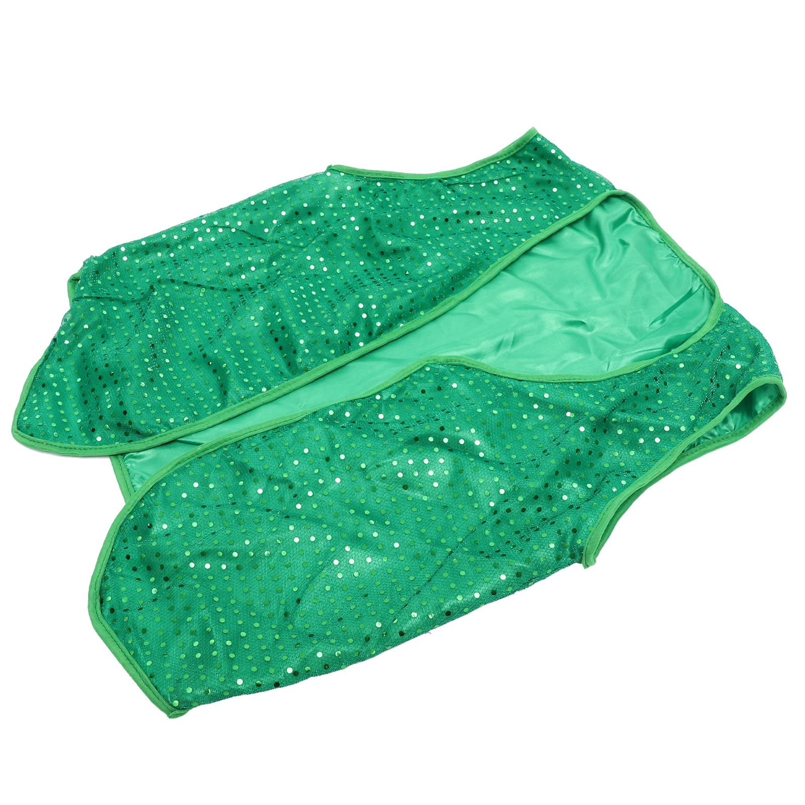 Colete cosplay irlandês infantil, delicado, lantejoulas verdes, design de moda, leve, confortável, festa, foto, palco