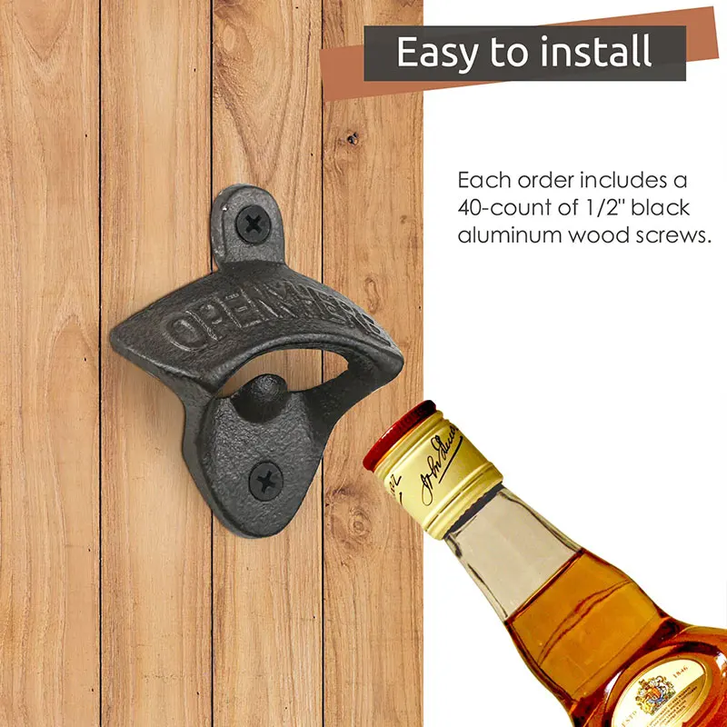 40Pcs Open Here Bottle Opener Wall Mounted Vintage Metal Bottle Opener for Bar  KTV  Home and Outdoor