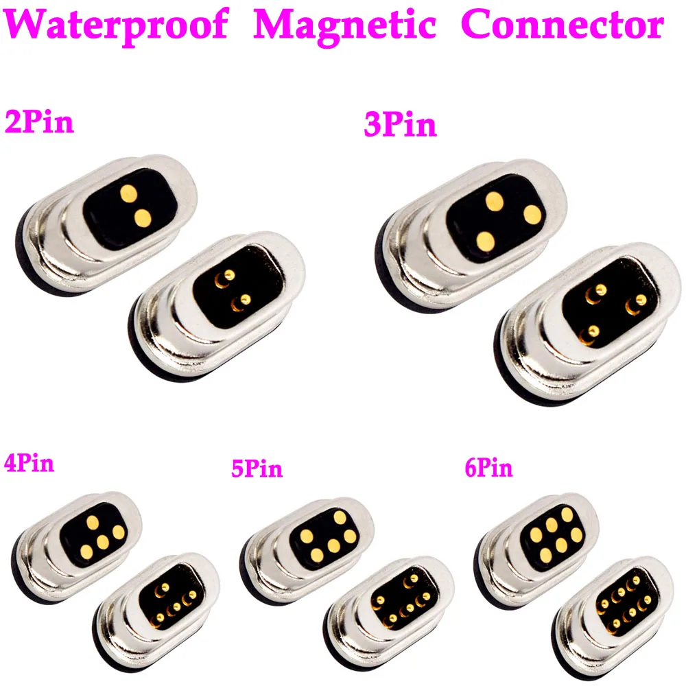 1/2/6/10 Pair 5V 2A Pogo Pin 2P 3P 4P 5P 6P Female 2.54mm Spring Loaded DC Power Socket waterproof Magnetic Connector