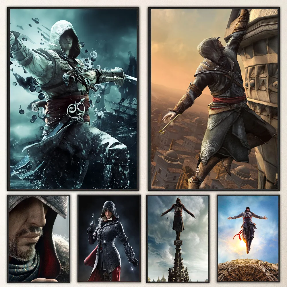 1pc Assassins Creed Poster Self-adhesive Art Waterproof Paper Sticker Coffee House Bar Room Wall Decor