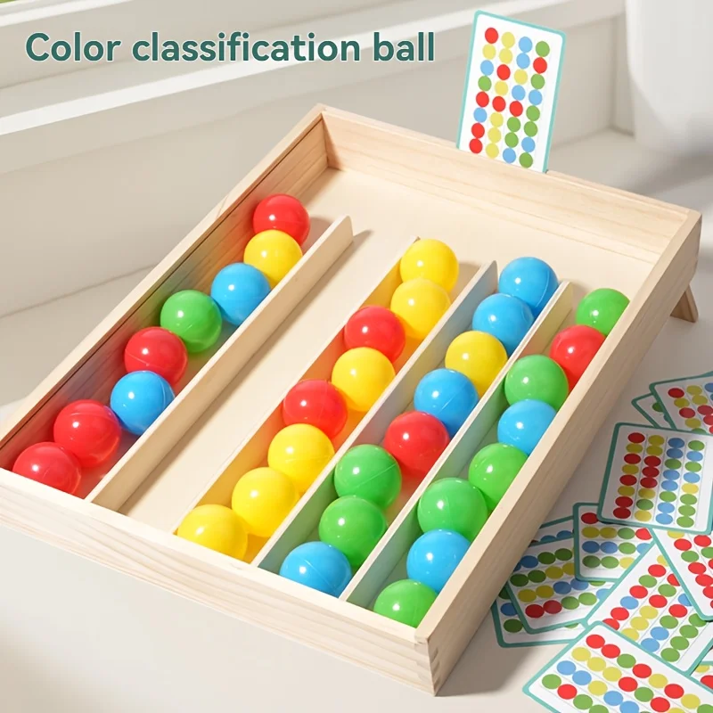 Brinquedo de bola de classificação colorida-melhora a observação, coordenação mão-olho e pensamento lógico, brinquedo sensorial educacional de madeira