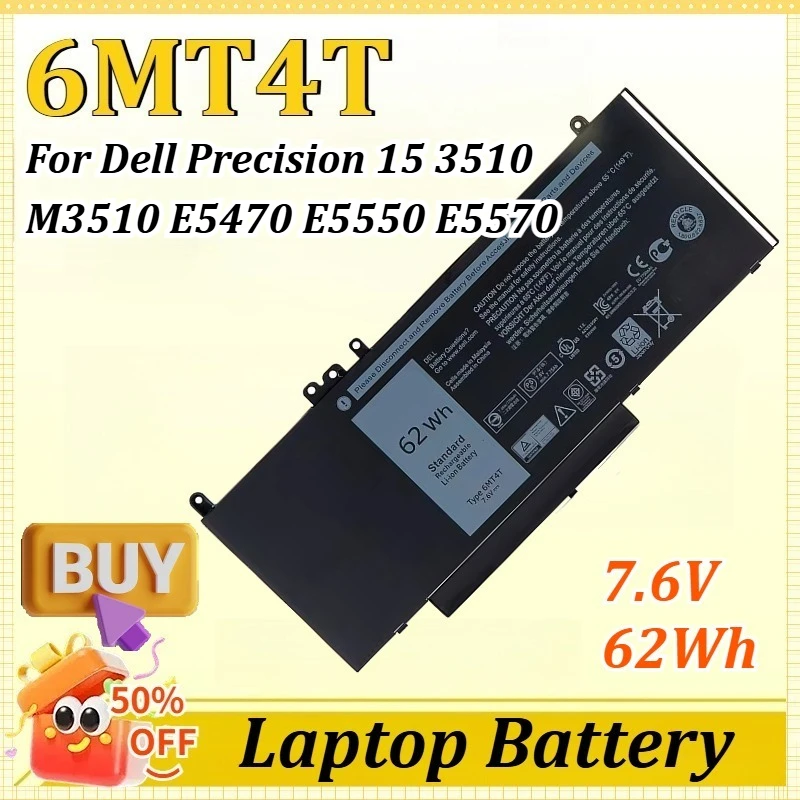 

6MT4T 7.6V 62Wh Laptop battery for Dell Precision 15 3510 M3510 Latitude E5470 E5550 E5570 14 5470 15 5570 7V69Y TXF9M 79VRK