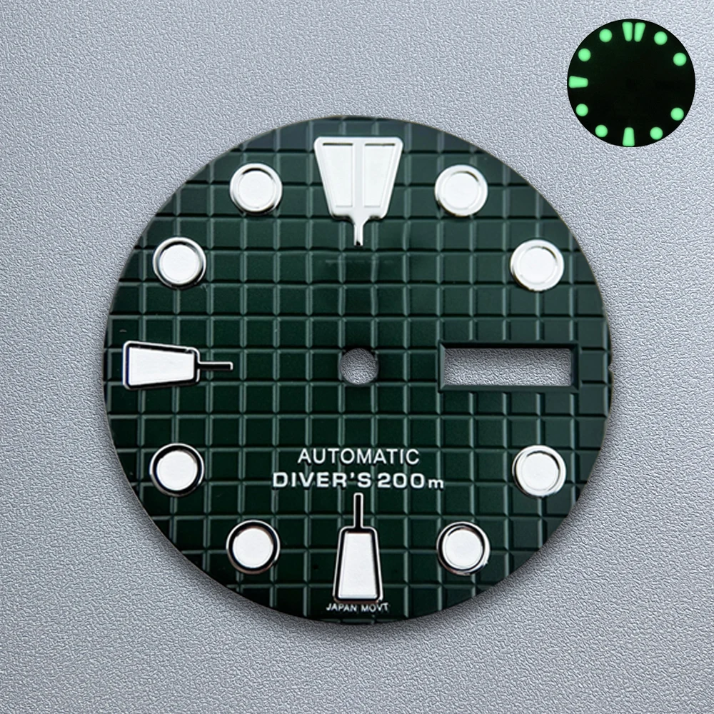 28.5 مللي متر S شعار الهراء الهاتفي NH36/4R36 الحركة اليابانية الأخضر مضيئة المزدوج التقويم ساعات عالية الجودة تعديل الملحقات