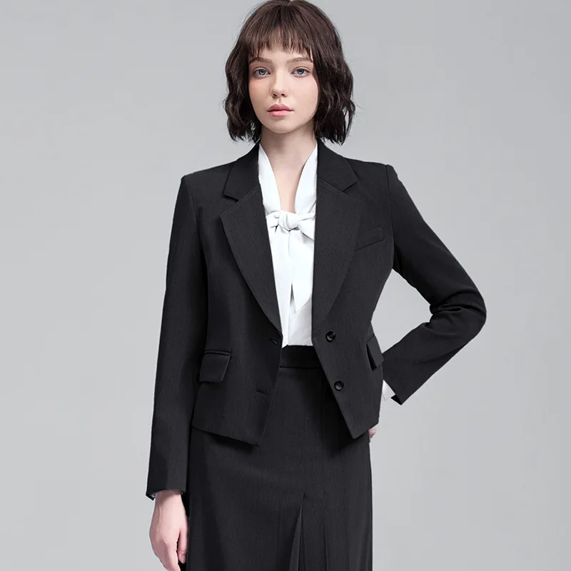 Gray professional suit for women, new spring and autumn model, formal attire for college student interviews, teacher certificati