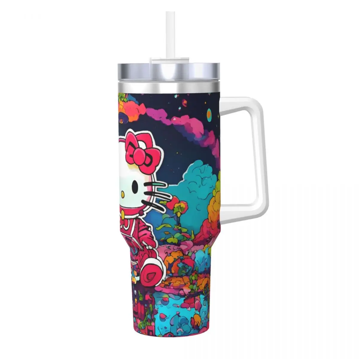 Stainless Steel Tumbler Hello Kitty Miniso Mugs Cup Straws Camping Cold Drink Water Bottle Insulated Large Capacity Coffee Mug