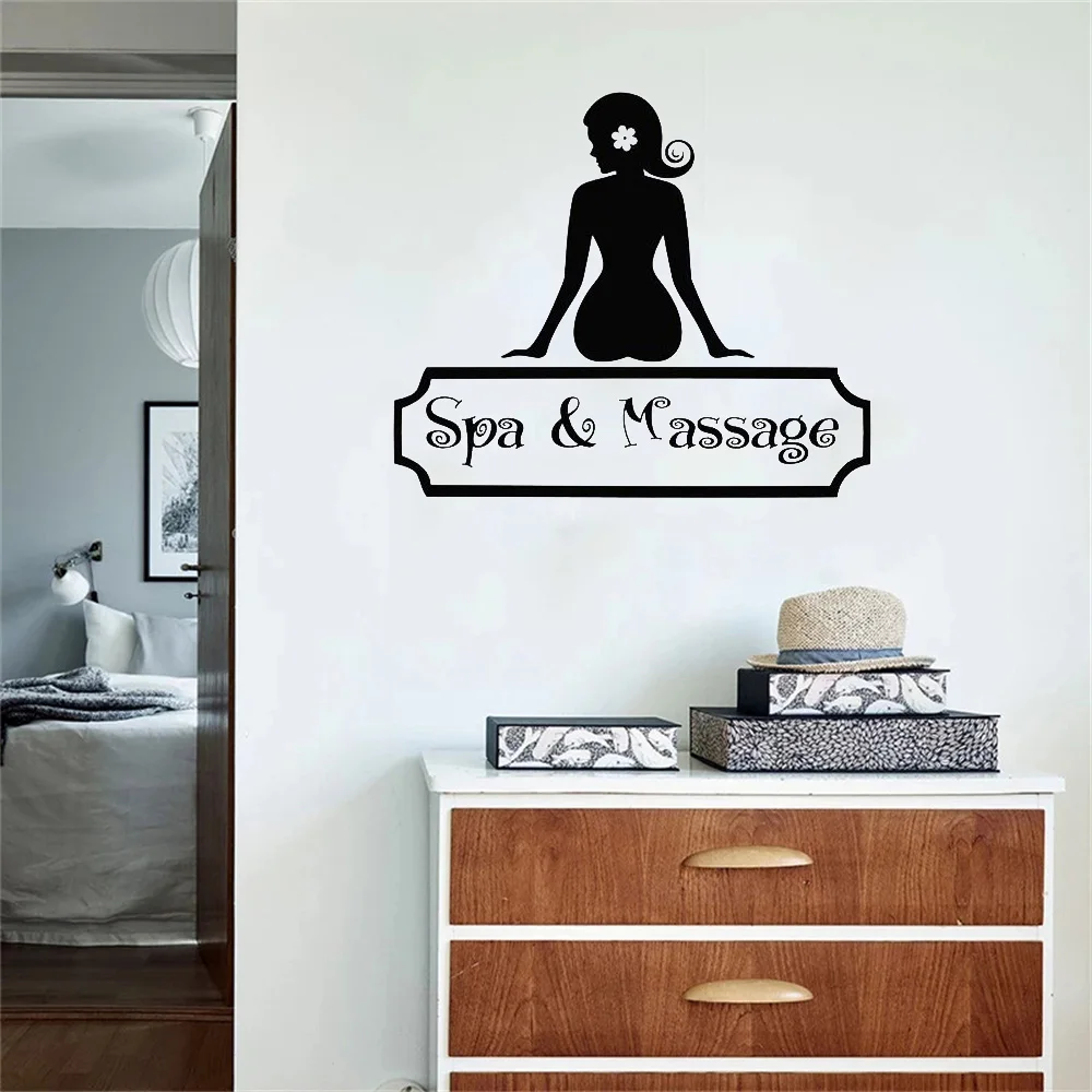 Wall Decal Spa Massage Sign Facial Beauty Salon Full Body Massage Vinyl Sticker Day Spa Design Massage Parlor Wallpaper