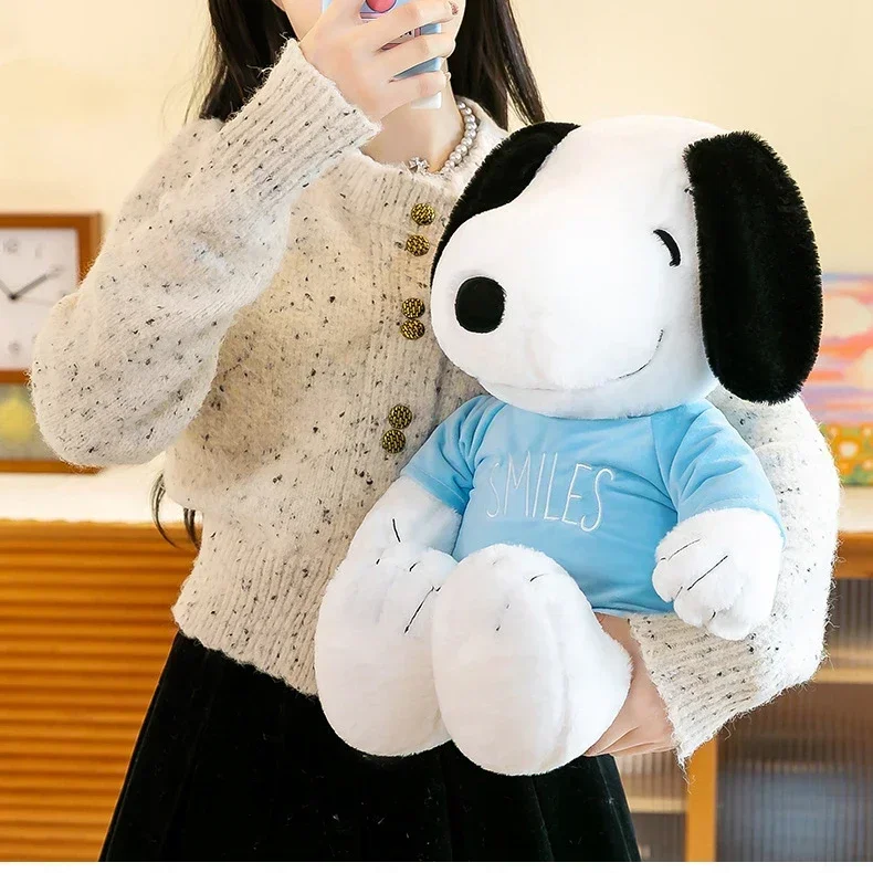 Muñeco de peluche de Snoopy para niños, juguete de peluche con orejas grandes, sudadera azul, adorno de decoración, 35-65cm