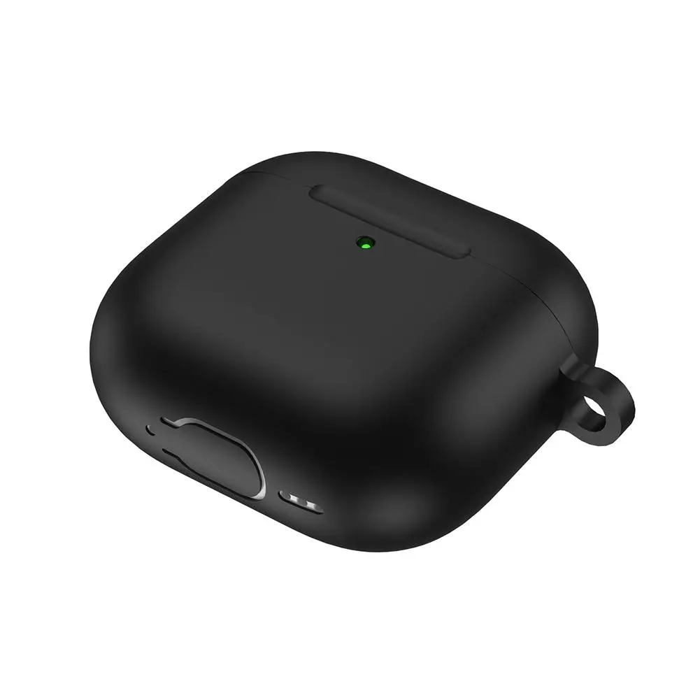 Voor Apple AirPods 4, effen kleur siliconen beschermhoes met gesp, geïntegreerd anti-val, met stofdicht bergbeklimmen, antikras