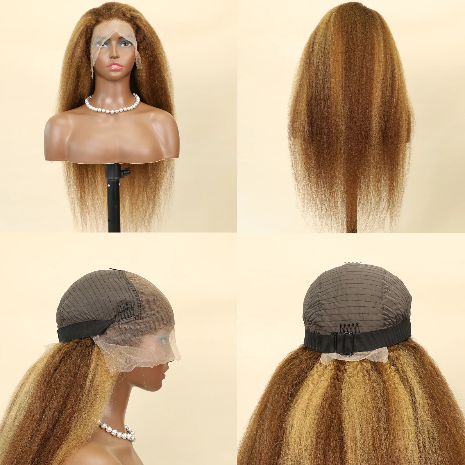 13x4 13x6 HD Transparent Lace Front Wigs Closure Pre Plucked For Black Women Kinky Straight 200 Density Closures P4/27 Color Wig