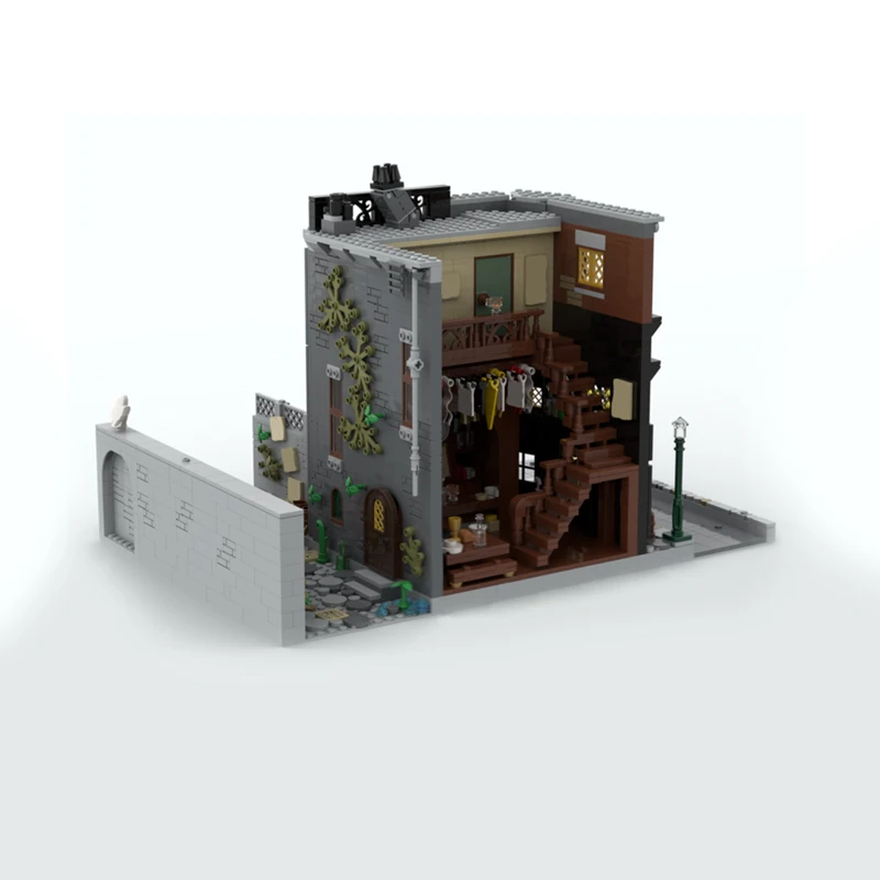 1883 PCS 시티 스트리트 더 바 (누수로운 가마솥) MOC 맞춤형 모듈식 빌딩 블록 모델 교육용 DIY 소년 축제 장난감 선물
