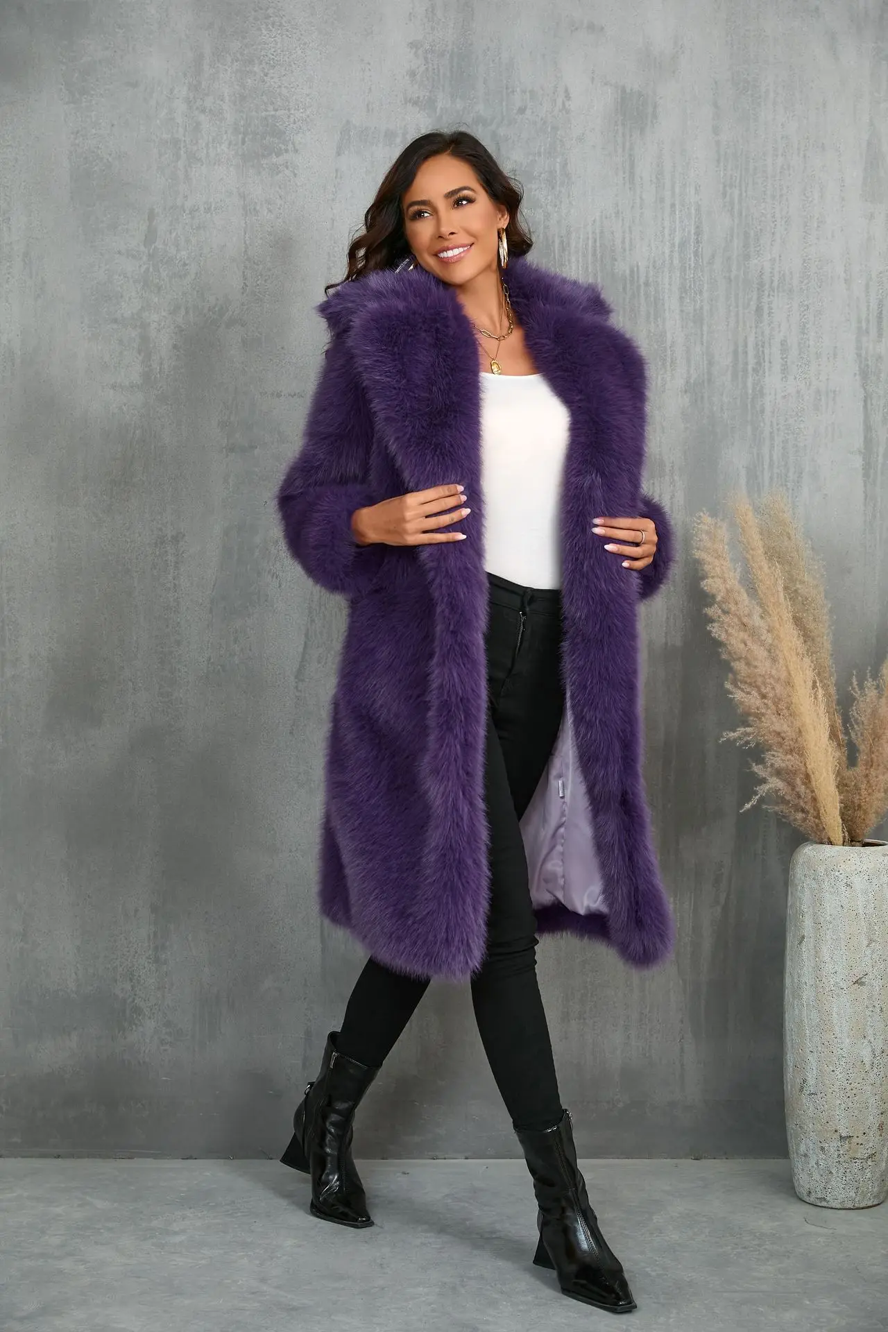 Fur & Faux Fur Coat Lapel Imitation Of Fox Fur Coat 2025 New Winter Women Fur Coat Fashion Temperament Warm Women Fur Coat H217
