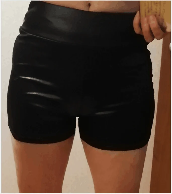 Sexy womens shorts elástico de cintura alta wetlook falso couro do plutônio calças curtas látex quente goth shorts pólo dança clubwear mini shorts