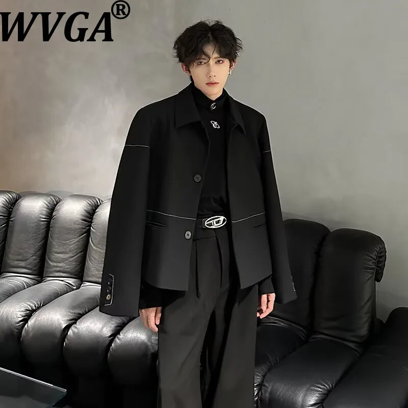 

WVGA Spring Autumn New Man Tide Topstitched Trendy Long Sleeve Blazer Niche Chic Casual Turn-Down Collar Suit Jackets Ins W15085