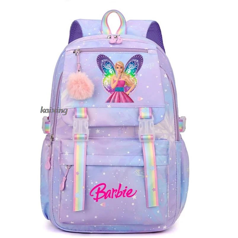 Barbie the movie Girls Kids School Book Bags Women Teenagers Schoolbags Travel Laptop Rainbow Backpack Travel Laptop Backpack