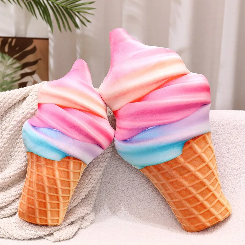 

Lifelike Ice Cream Cone Plush Toy, Cute Dessert Pillow, Soft Stuffed Doll for Kids Performance & Home Decoration