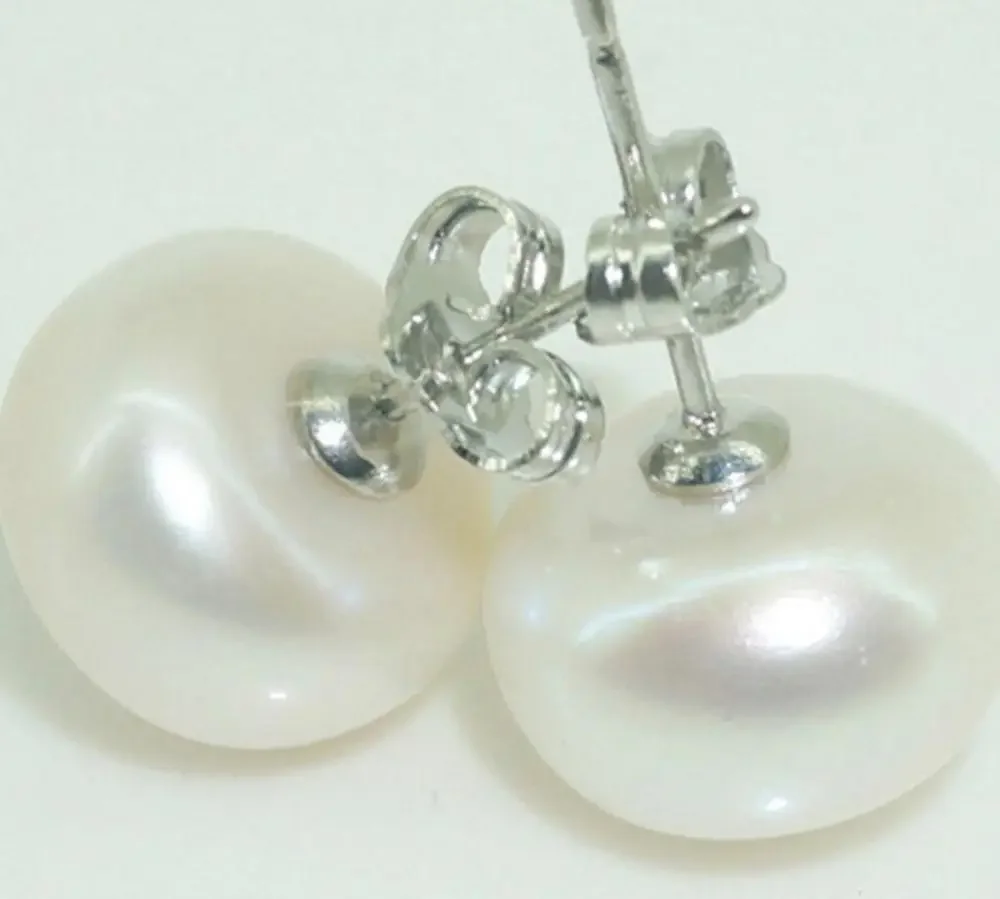 

Freshwater white Cultured Pearl 11-12mm Earrings 925 St.Silver