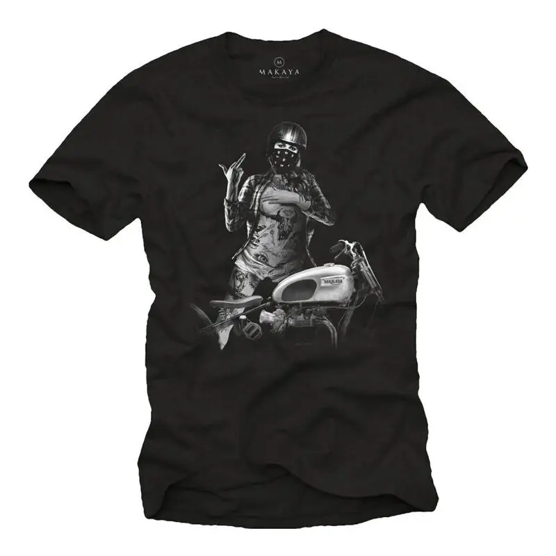 

Biker Men's Sexy Pin Up Girl & Chopper T-Shirt - Men's Motorcycle Helmet Shirt