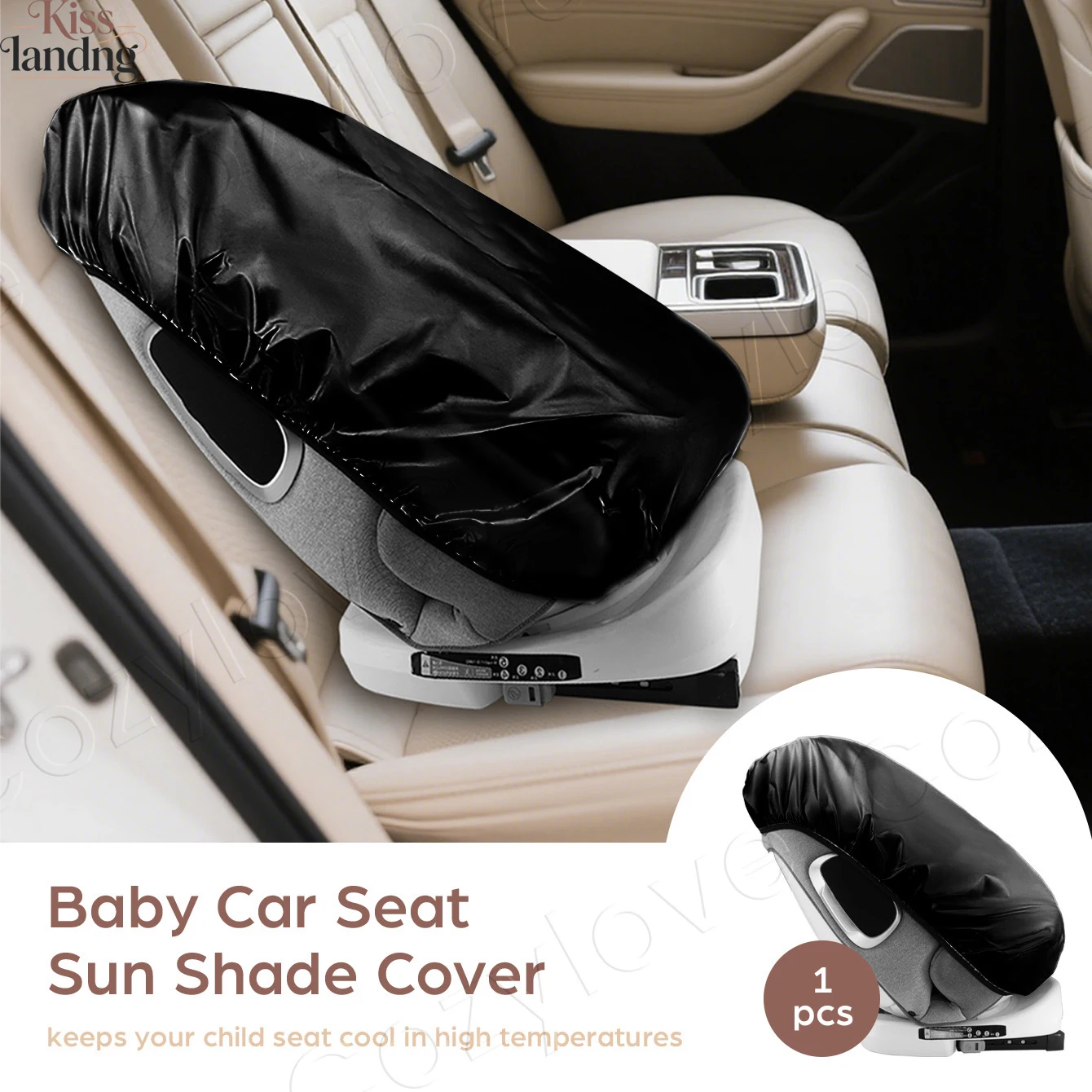 

1PC Universal Black Car Sun Shade for Baby, Blocks UV Rays & Keeps Car Seat Cool, Travel Essential