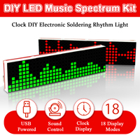 DIY LED Music Spectrum DS1302 Dot Matrix Clock Soldering Electronic Kit Rhythm Light USB Power DC5V with Micro Cable
