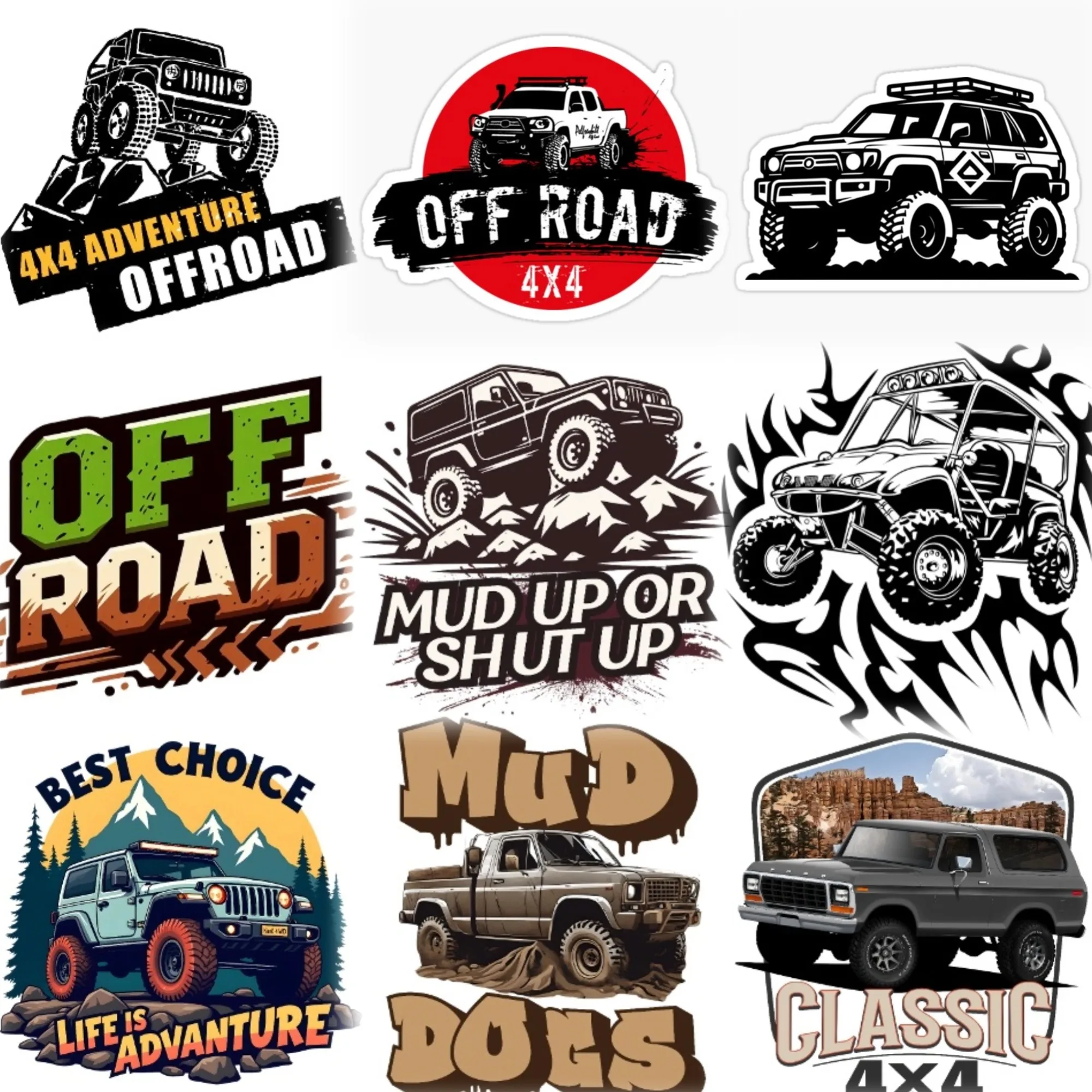 

4x4 Off Road Creative Car Stickers for Van Motorcycle Helmet Window Wall Waterproof Decal Accessories Customizable Size