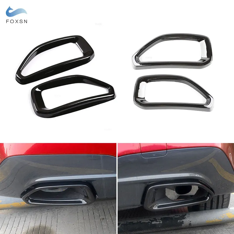 Stainless Steel / ABS Glossy Black Car Tail Muffler Exhaust Pipe Output Cover Parts Trim For BMW 3 Series G20 G28 2020 2021