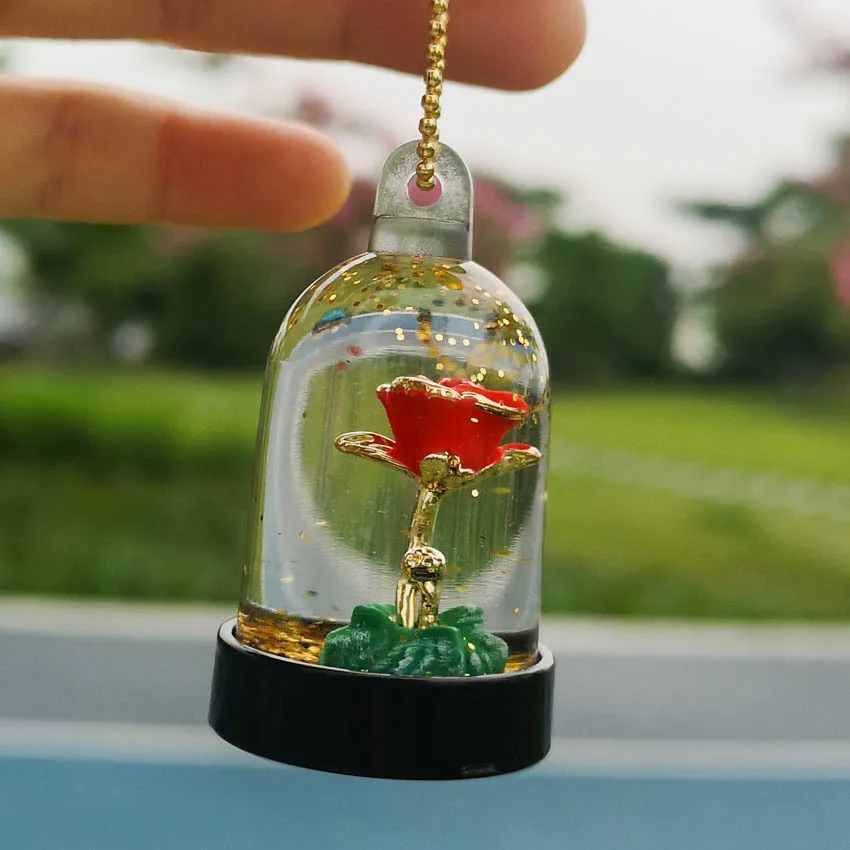 New Little Prince Creative Rose Liquid Sand in Oil Keychain Bag Pendant Gift Personality Backpack Decoration Kids Birthday Gifts