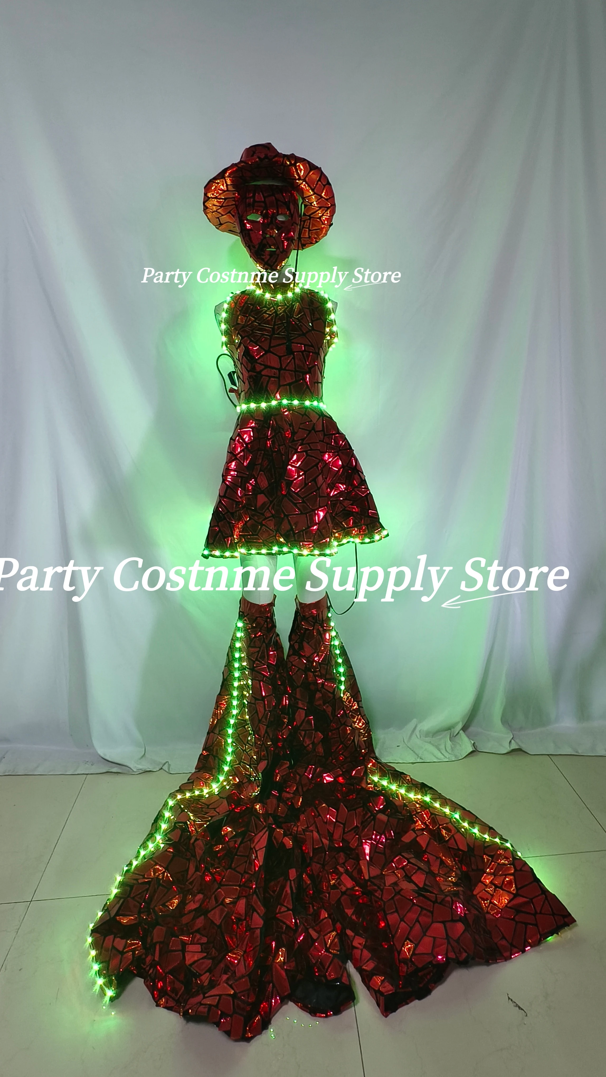 LED PU Bar DJ Dancer المرأة خنجر المشي السراويل مجموعة بريق السيدات فستان حفلة عيد ميلاد بلا أكمام بريق الليزر