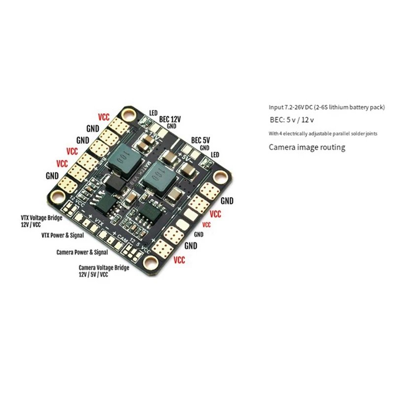 Mini placa de distribuição de energia hub de energia pdb com duplo bec 5v/ 12v para fpv diy rc racing drone multicopter quadcopter