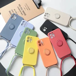 Necklace Lanyard Ring Holder Phone Case For Samsung Galaxy Note 9 10 20 Ultra S8 S9 S10 Plus S10E A15 A20 A30 A50 A70 Soft Cover