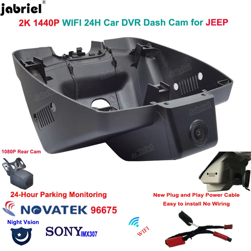 

2K 1440P Car Dvr 24H Dash Cam Rear Camera For Jeep Renegade Dodge Chrysler 2018 2017 2016 2015 2014 Video Recorder Easy Install