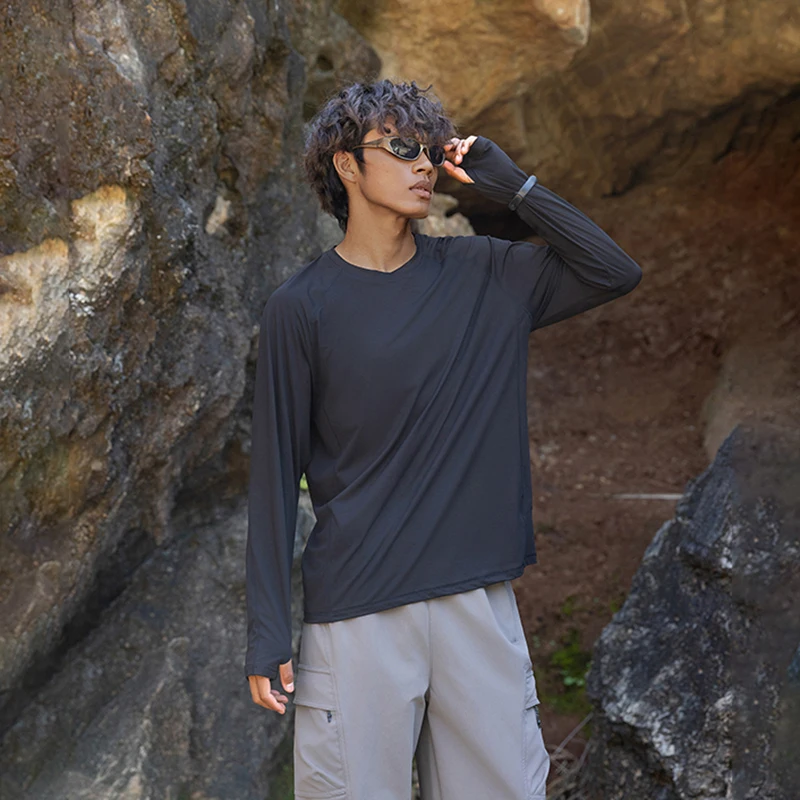 Outdoor Sport Tshirt Men Women Lightweight Quick Dry Hiking Camping Long Sleeve Loose Casual T Shirts Unisex Track T-shirt